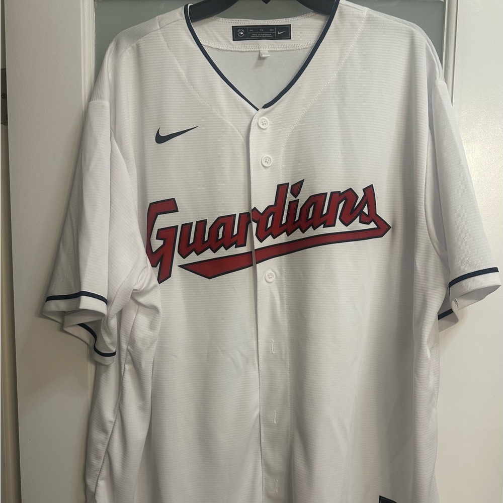 Nike Cleveland  Guardians White Baseball Jersey with Red Script